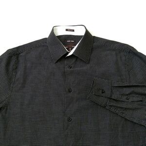 Iveo by jbc men's slim fit button up cotton black/white career dress shirt sz M